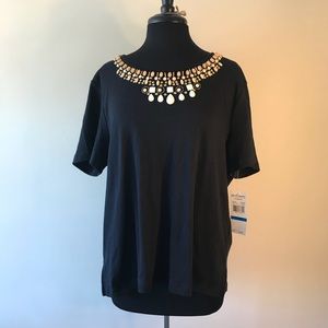 Alfred Dunner black  shirt w/ beaded detailing.